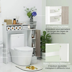 Avis Helloshop26 Meuble de toilette wc avec 2 compartiments et 1 porte étagères réglables pour salle de bain 88 x 18 x 100 cm blanc 20_0008874