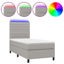 vidaXL Sommier à lattes de lit et matelas et LED Gris clair 100x200 cm