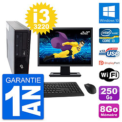 PC Fujitsu E910 DT Ecran 22" Intel i3-3220 RAM 8Go Disque 250Go Windows 10 Wifi - Occasion