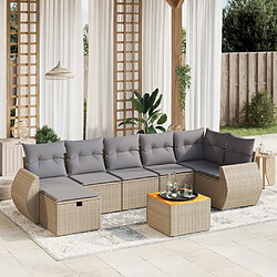 vidaXL Salon de jardin avec coussins 8pcs mélange beige résine tressée 