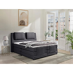 Vente-Unique Ensemble complet boxspring tête de lit + sommiers relaxation électrique + matelas + surmatelas - 2 x 90 x 200 cm - Tissu - Anthracite - CASTEL II de PALACIO