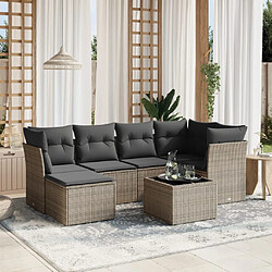 Maison Chic Salon de jardin avec coussins 7 pcs, Ensemble Tables et chaises de jardin, gris résine tressée -GKD974900