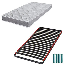 Ebac Matelas mousse + Sommier métal C39 90x190 Morgan - Hauteur 17 cm - Soutien ferme