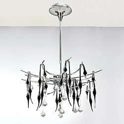 Luminaire Center Suspension Cygnet 12 Ampoules chrome poli/verre noir/cristal