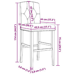 vidaXL Chaises de bar lot de 2 bois massif d'hévéa et tissu pas cher