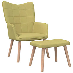 Maison Chic Chaise de relaxation | Fauteuil relax avec tabouret Vert Tissu -GKD63440