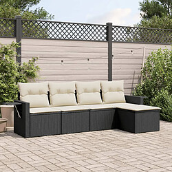 vidaXL Salon de jardin 5 pcs avec coussins noir résine tressée 