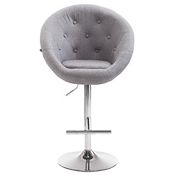 Decoshop26 Tabouret de bar design moderne forme œuf capitonné avec repose-pieds en métal chromé tissu gris TDB10337