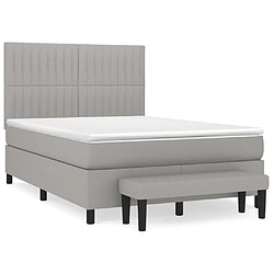 vidaXL Sommier à lattes de lit avec matelas Gris clair 140x190cm Tissu