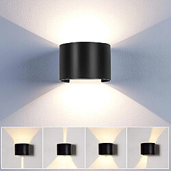 Stoex Applique Mural Interieur 12W LED Noir, Lampe murale Moderne Up and Down Design Pour Couloir Escalier Salon (Blanc Chaud) 