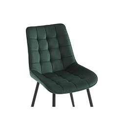 Vente-Unique Lot de 6 chaises matelassées - Velours et métal noir - Vert - OLLUA pas cher