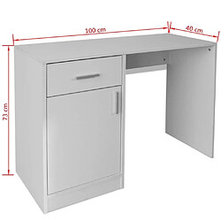 Helloshop26 Bureau table meuble travail informatique avec tiroir et placard 100 cm blanc 0502060 pas cher