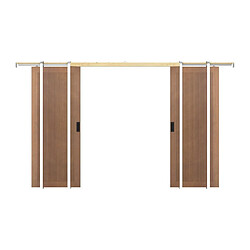 Vente-Unique Porte coulissante double avec système à galandage en MDF et bois naturel foncé - 2 x H205 x L83 cm - SANDORA pas cher