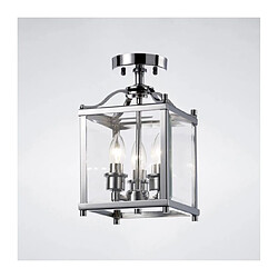 Luminaire Center Semi Plafonnier Aston 3 Ampoules chrome poli/verre Coloris : chrome poli, verre transparent Coloris de l'abat jour : transparent Longueur en Cm : 20 Largeur en Cm : 20 Hauteur en Cm : 34 Poids en Kilos : 3,2 N