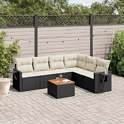 Maison Chic Ensemble Tables et chaises d'extérieur 7pcs avec coussins,Salon de jardin noir résine tressée -GKD873341