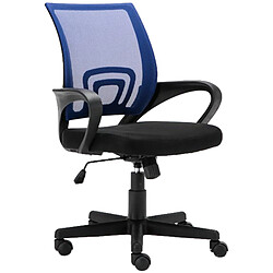 Decoshop26 Fauteuil de bureau sur roulettes hauteur réglable en maille de filet de nylon bleu 10_0002501