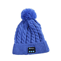 YP Select Bluetooth Beanie Ball Knit Cap Casque sans fil Appelez Music Stereo Bluetooth Hat Music Headset Knit Cap-Bleu 