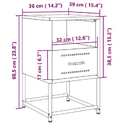 vidaXL Table de chevet vert olive 36x39x60,5 cm acier pas cher