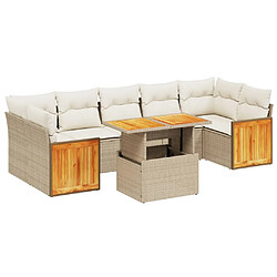 vidaXL Salon de jardin avec coussins 8 pcs beige résine tressée