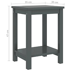 Maison Chic Table de chevet,Table de Nuit,Meuble de Rangement Gris foncé 35x30x47 cm Bois de pin massif pas cher