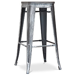 ICONIK INTERIOR Tabouret de bar - Design industriel - Bois et acier - 76 cm - New Edition- Stylix Industriel 