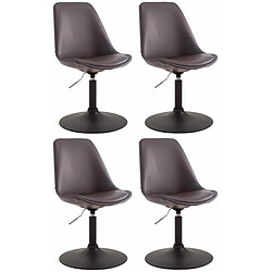 Decoshop26 Lot de 4 chaises de salle à manger pivotante hauteur réglable en PVC marron et pied trompette métal noir 10_0001802 