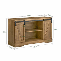 SoBuy FSB60-BR Commode Meuble Bas Placard de Rangement Buffet avec Porte de Grange Coulissante Armoire à Chaussures Commode à Chaussures pas cher