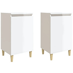 vidaXL Tables de chevet 2pcs blanc brillant 40x35x70cm bois ingénierie