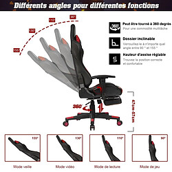 Acheter Decoshop26 Chaise gaming fauteuil de bureau hauteur ajustable et dossier inclinable repose pieds inclus rouge 20_0000395