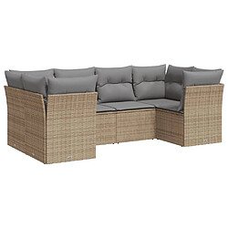 vidaXL Salon de jardin avec coussins 6 pcs beige résine tressée