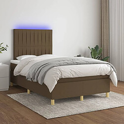 vidaXL Sommier à lattes de lit matelas et LED Marron foncé 120x200 cm 