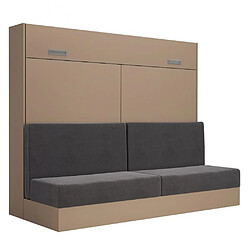 Inside 75 Armoire lit escamotable VERTIGO SOFA taupe canapé gris couchage 160*200 cm