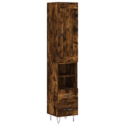 vidaXL Buffet haut Chêne fumé 34,5x34x180 cm Bois d'ingénierie