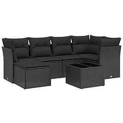 Maison Chic Ensemble Tables et chaises d'extérieur 7pcs avec coussins,Salon de jardin noir résine tressée -GKD793806