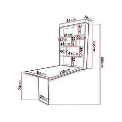 Avis palozi home Table repas murale Abi - 130 x 85 x 203 cm - Blanc