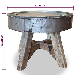 vidaXL Table basse Bois de récupération massif 60x45 cm Argenté pas cher