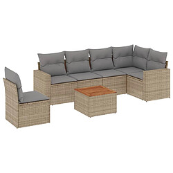 vidaXL Salon de jardin avec coussins 7pcs mélange beige résine tressée