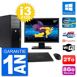 PC Tour HP Z210 Ecran 27" Intel i3-2100 RAM 8Go Disque Dur 2To Windows 10 Wifi · Occasion 