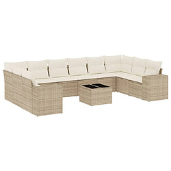 Maison Chic Salon de jardin 11 pcs avec coussins, Ensemble Tables et chaises d'extérieur beige résine tressée -GKD727122