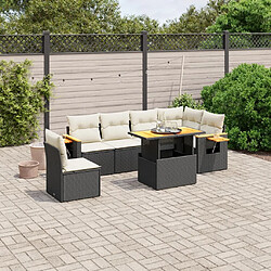 Maison Chic Ensemble Tables et chaises d'extérieur 7pcs avec coussins,Salon de jardin noir résine tressée -GKD935604