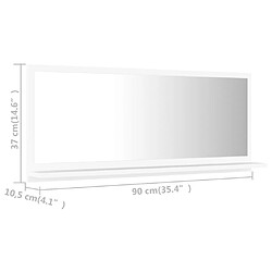 vidaXL Miroir de salle de bain Blanc 90x10,5x37 cm Aggloméré pas cher