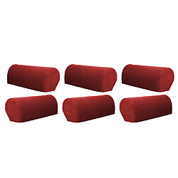 Ensemble de 6 couvre-accoudoirs de canapé en flanelle pour meubles, vin rouge Couvertures d'accoudoir de canapé