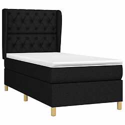 Avis Maison Chic Lit Adulte - Lit simple Lit à sommier tapissier et matelas moelleux - Meuble de Chambre - Noir 80x200 cm Tissu -MN32486