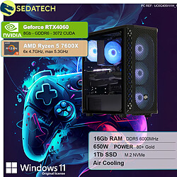 Sedatech PC Gamer • AMD Ryzen 5 7600X • RTX4060 • 16Go DDR5 • 1To SSD M.2 • Windows 11