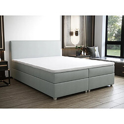 Vente-Unique Ensemble complet boxspring tête de lit + sommier + matelas + surmatelas - 180 x 200 cm - Tissu - Gris clair - ONAN de YSMÉE 