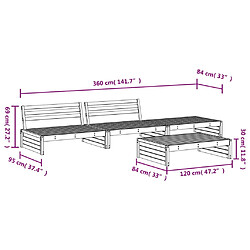 vidaXL Salon de jardin 4 pcs bois de pin imprégné pas cher