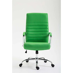 Decoshop26 Fauteuil de bureau mécanisme d'inclinaison accoudoirs coutures décoratives en PVC vert et métal chromé 10_0002703