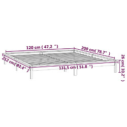 vidaXL Cadre de lit à LED marron miel 120x200 cm bois massif pas cher