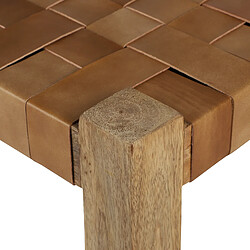 Avis Tabouret 45x45 cm bois de manguier brun et cuir de buffle WOMO-Design