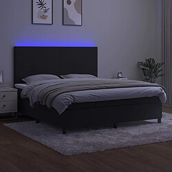 Acheter Maison Chic Lit adulte - Lit + matelas + LED,Sommier à lattes de lit et matelas LED Noir 180x200 cm Velours -GKD18429